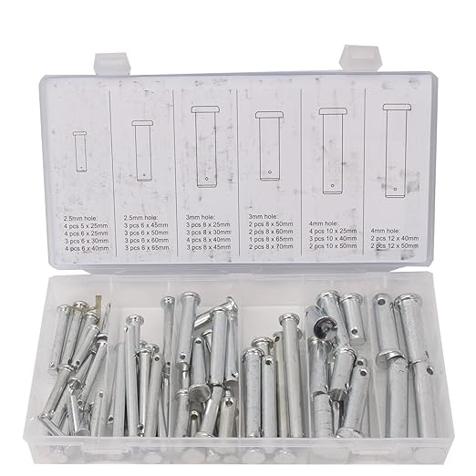 60 tlg Sicherungsbolzen Splintbolzen Sortiment Steckbolzen Splinte Bolzen Set