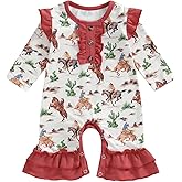 Doisbetthsay Baby Girl Romper Long Sleeve Western Cow Print Flared Jumpsuit For Newborn Infant Clothes Bodysuit Fall