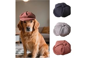 SEIS 3 Pcs Dog Berets Fashion Pet Hat French Artist Cat Cap Baseball Cap for Party Birthday Wedding Photo (L, Retro)