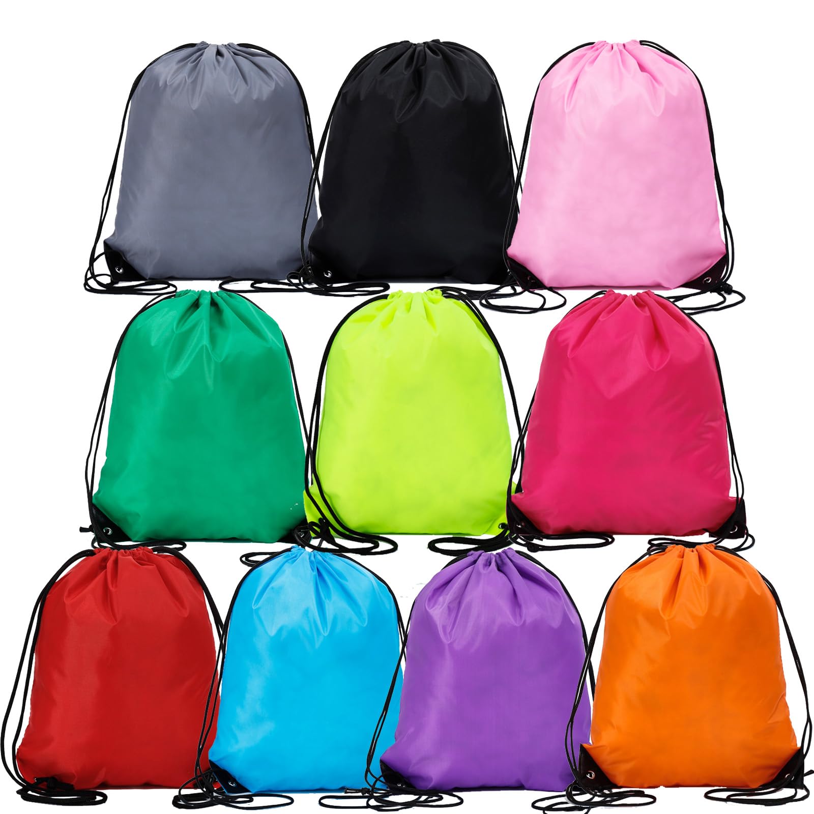 flintronic 10PCS Drawstring Bags, Drawstring Backpack Bags for Gym Sport Sack, Large PE Bag, String Backpacks for Beach, Travel, Swimming, Holiday-Multicolor