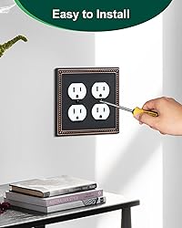 TREEWELL 2-Pack Double Duplex Outlet Cover, Aged