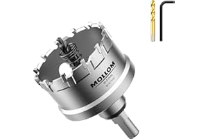 Mollom (2-1/4''|57mm) Heavy Duty Carbide Hole Saw with 2 Pilot Drill Bits, Hole Cutter cuts Stainless Steel, mild Steel, Iron, Copper, Brass, Plastic
