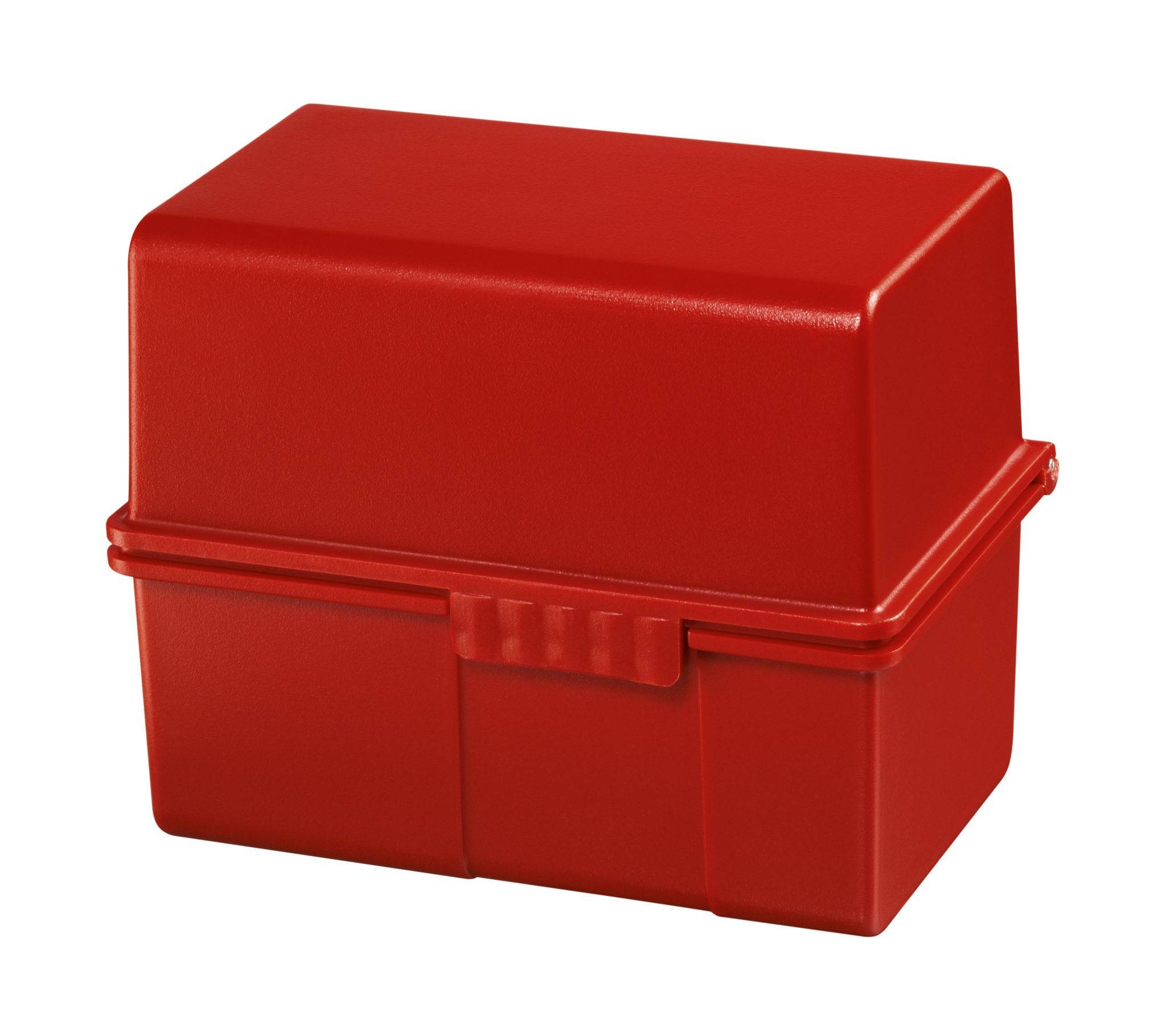 HAN 978-17, Card index box A8 landscape. Innovative, attractive design for 200 cards with steel hinge, supplied with 100 record cards and A-Z guide cards, red