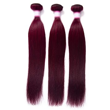 Amazon Com Brazilian Straight Burgundy Hair Bundles 99 Bold Red