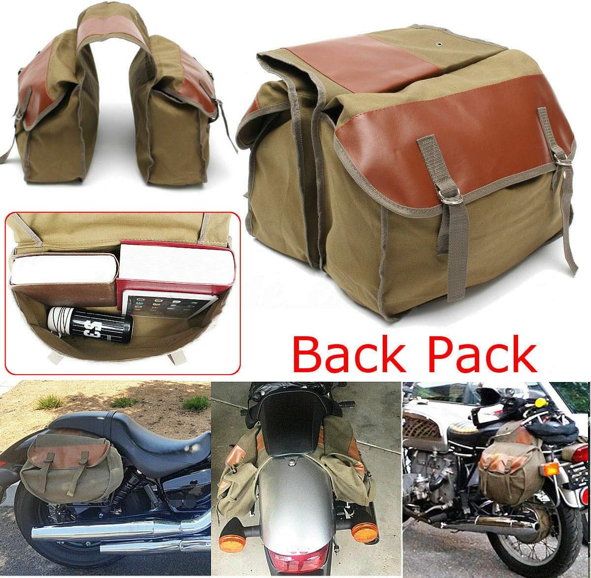 Omnfas Universal Backpack Carry Tail Saddle Bag Motorcycle Seat Bag Horse Luggage