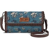 Wrangler Cowboy Print Small Crossbody Bags for Women Western Wristlet Wallet