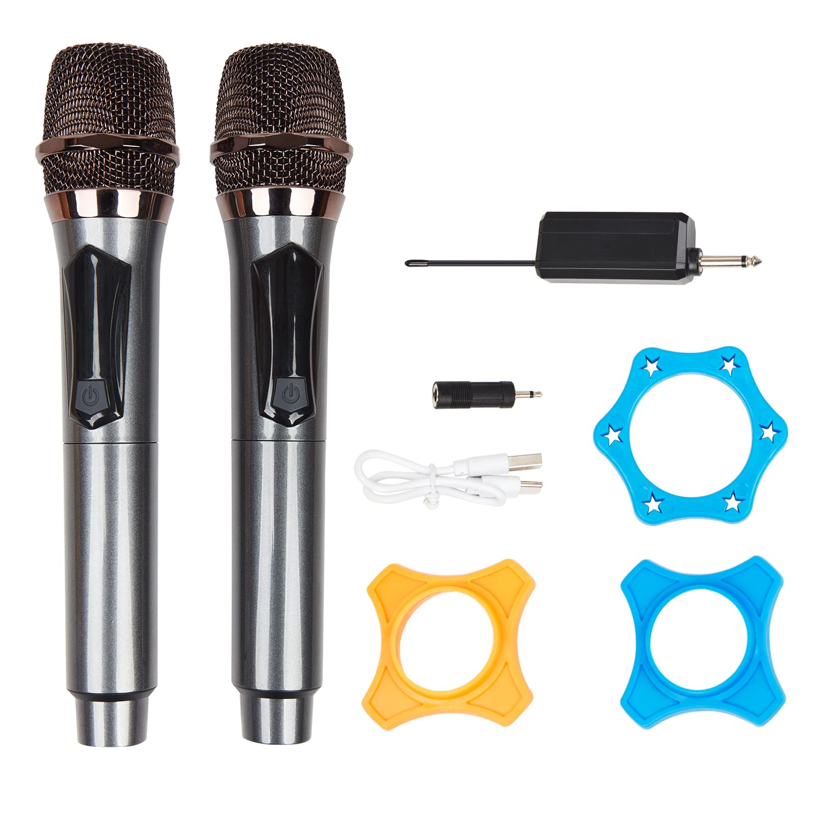 Photo 1 of Wireless Microphone, UHF Dual Cordless Metal Dynamic Mic System with Rechargeable Receiver, for Karaoke, Church, Speech, Wedding, Party Singing,Class(200 ft Range)-Auto Connect