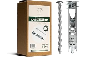 Mortice and Tenon Self Drilling Easy Anchor Toggle Bolts | Extra Zinc Coating | Hang in Gypsom, Sheetrock, Hollow Wall, Ceiling Tile, | (#8 x 2-1/2") 20 Pack Heavy Duty Toggle Anchors | Holds 100lbs