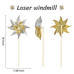 10 Pack Reflective Pinwheels for Yard and