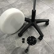 Tabouret à roulettes en blanc PU avec pied en acier chromé dossier