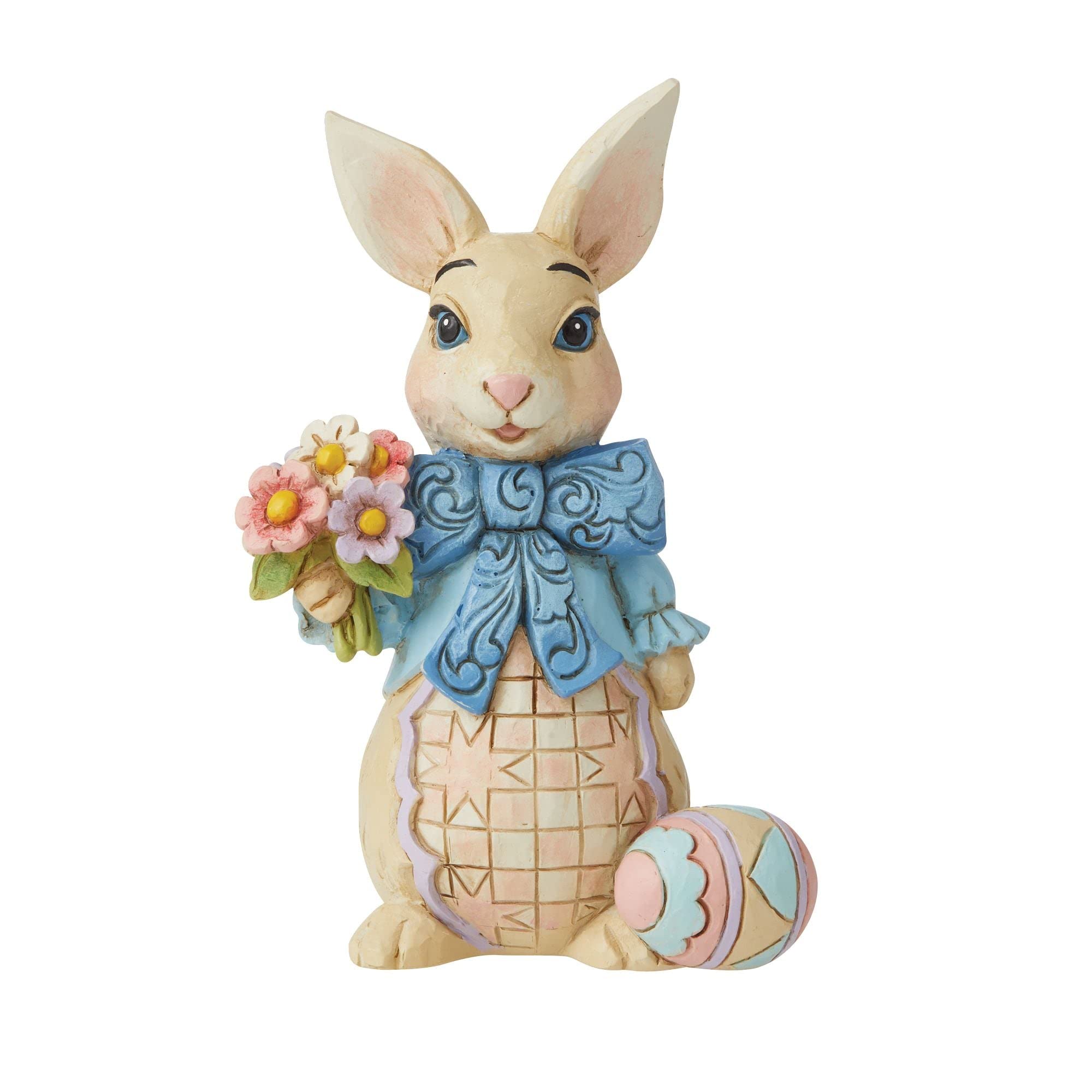 Enesco Bunny with Bow and Flowers Mini Figurine - Heartwood Creek by Jim Shore
