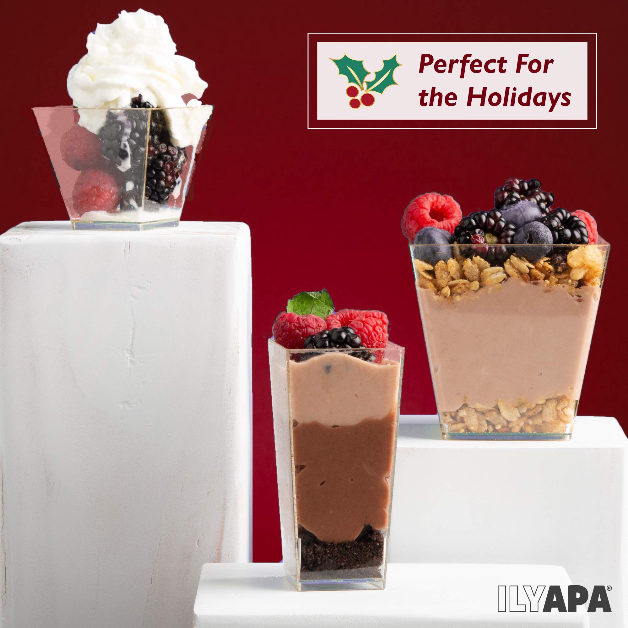 100 Mini Plastic Dessert Cups with Spoons 2 oz Dessert Shooters for