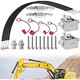 NULTRUMA 2 Pack 3-Way Hydraulic Diverter Valve Kit for 1-2 Ton Mini Excavator Attachments - Includes Quick-Connect Fittings & 31-Inch Flexible Hoses