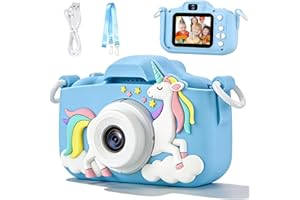 Kids Camera with 64GB Card Dual Lens 48MP 1080P Selfie Camera Christmas Birthday Gifts, Toddler Camera for Kids for 3-8 Year 