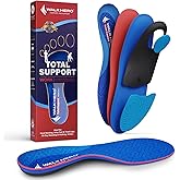 WalkHero Work Insoles for Standing All Day, Arch Support Inserts for Pain Relief, Flat Feet Inserts with Shock Absorption (Mens 11-11.5 | Womens 13-13.5, Sapphire Blue)