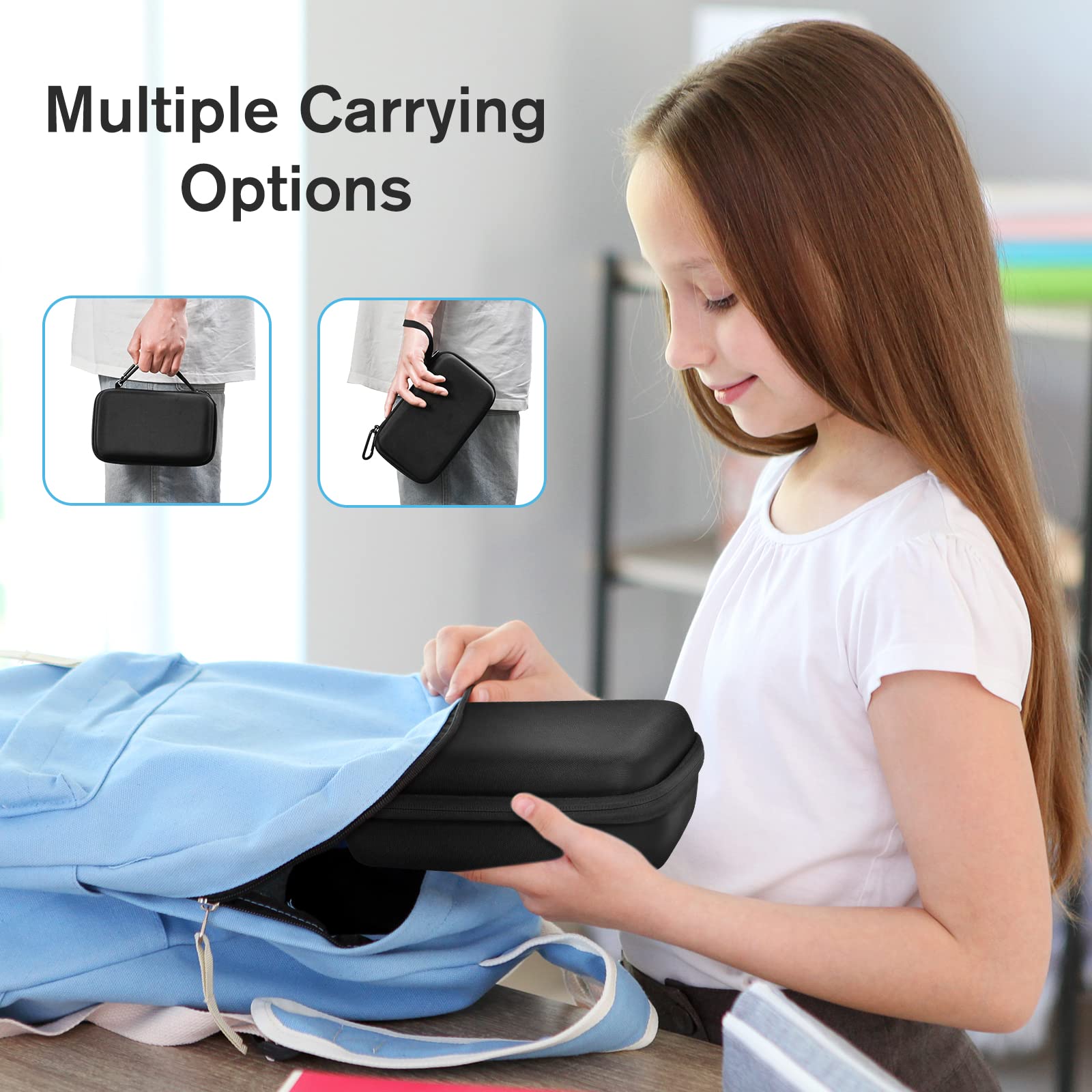 ProCase Hard Carrying Case for Asthma Inhaler, Portable Inhaler Spacer Travel Bag for Adults Kids, Masks Asthma Accessories Holder，Asthma Kits Organizer with Mesh Pocket -Black