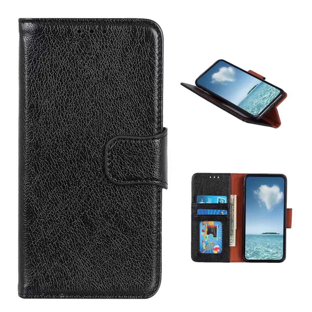 COQUE Motorola Moto G84 5G Case, Leather Flip Wallet with Card Slot, Nappa Case for Motorola Moto G84 5G-Black