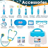 BUYGER 16 Pcs Kids Doctor Set Lights and Sounds Toy Kit Blue view 5