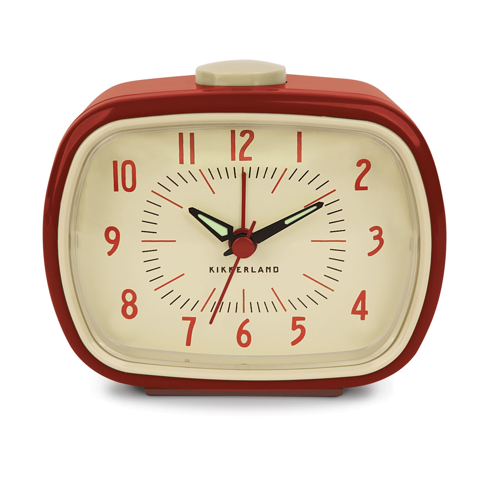 KIKKERLAND Retro Alarm Clock, Red, ABS