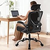 AreShark Office Chair - Ergonomic Desk Chair Breathable Mesh Chair with 2D Headrest & Adjustable Lumbar Support - Executive High Back Rolling Swivel Computer Gaming Chair with Wheels Flip-up Armrests