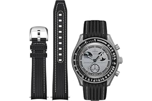REBANDACE Silicone Strap for Omega X Swatch Speedmaster Moonswatch Watch, Quick Release Curved Strap for Men & Women