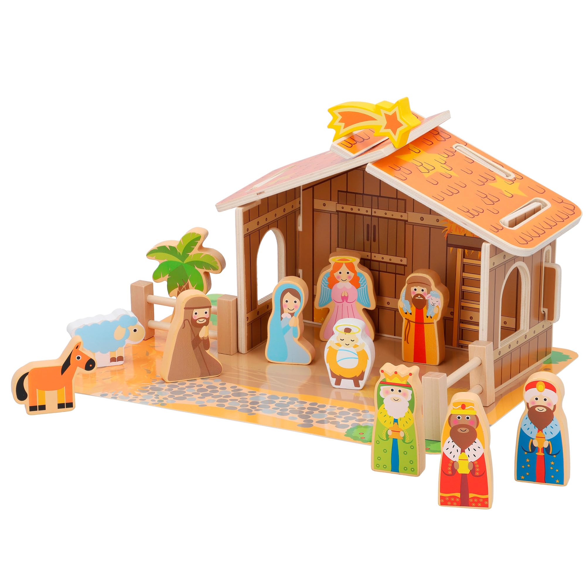 WOOMAX - Wooden Nativity Scene 20 Pieces (ColorBaby 46204)