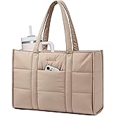 LOVEVOOK Laptop Bag for Women, Puffer Tote Bag for Work 17 Inch Large Computer Briefcase for Teacher Nurse, Quilted Lightweight Casual Shoulder Bag For Travel, Daily