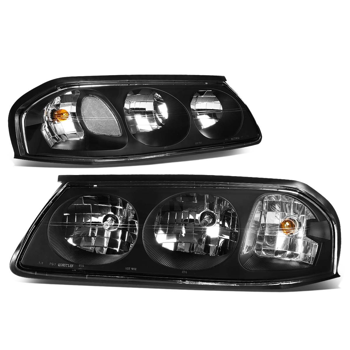 DNA Motoring HL-OH-CI00-BK-CL1 Black Housing Headlights Replacement For 00-05 Impala