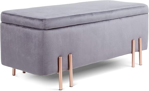 Beautify Gris Banco Rectangular con Almacenamiento con Patas Color Oro