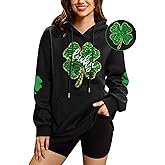 For G and PL Womens St Patricks Day Holiday Loose Fit Hoodie Irish Clover Oversized Crewneck Sweatshirt