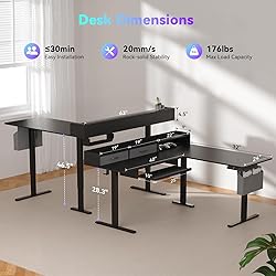 WALKINGDESK 63 Inches Height Adjustable L Shaped