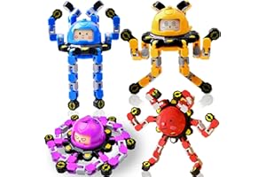 Vipctery 4Pcs Transformable Fidget Spinners for Kids Fidget Toys Teens Adults Sensory Toys with Autism ADHD Stocking Stuffers Bulk Gifts for Boys Girls Party Favors Travel Activities