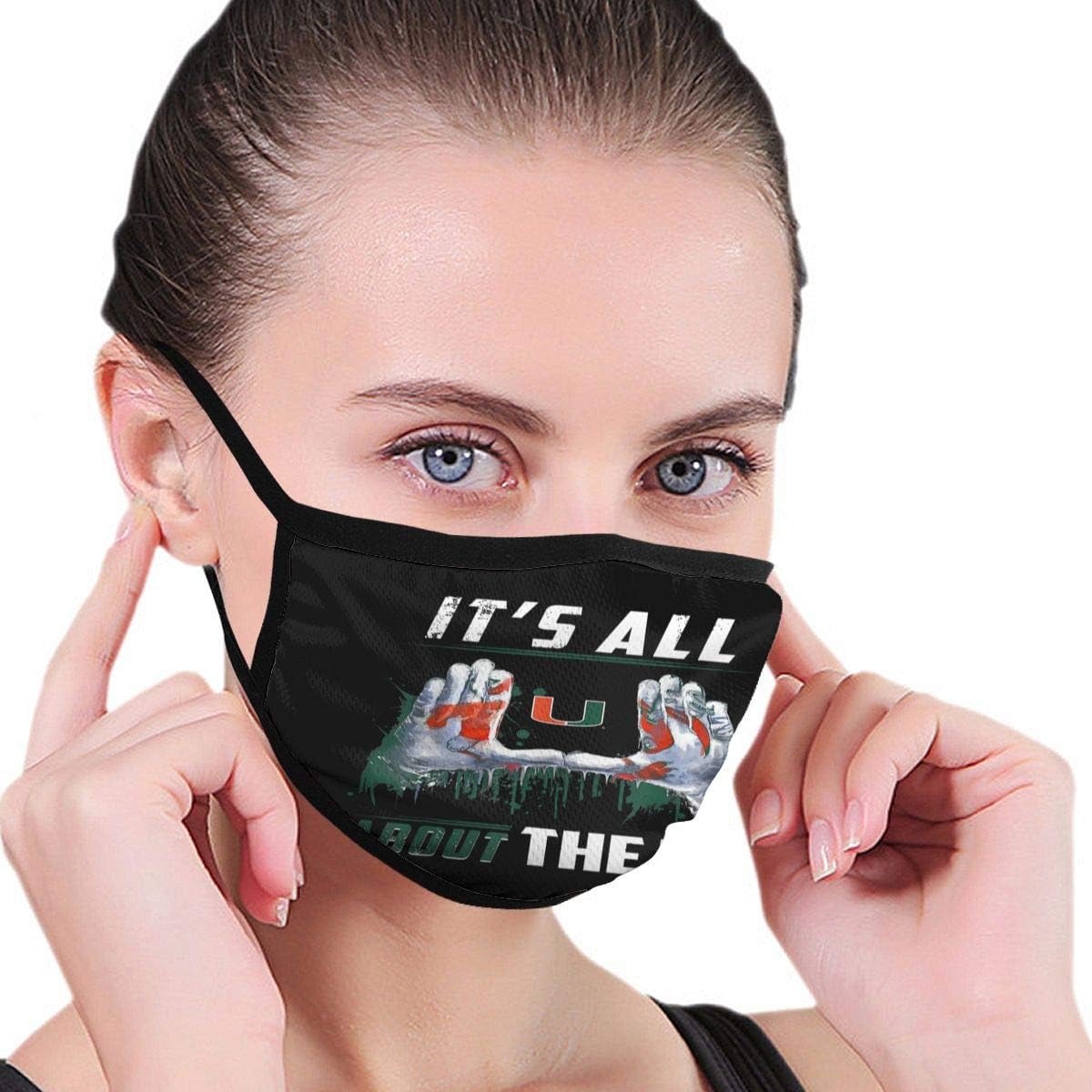 Xiuuuuuu Fashion Earloop Mouth Cover, Anti-Dust Pollenm Mouth-Muffle with Adjustable Elastic Band -Miami Hurricanes All About The U Half Face Mouth Cover