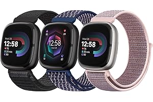 Bcuckood Nylon Loop Compatible with Fitbit Sense 2/Fitbit Sense/Fitbit Versa 4/Fitbit Versa 3 Bands, Women Men Soft Nylon Adjustable Breathable Strap Solo Loop Replacement Wristband