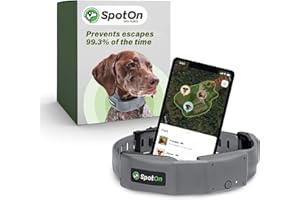 Longer Battery Life, SpotOn GPS Dog Fence, App Based Wireless Dog Fence Collar, Waterproof, Accurate & Reliable GPS Dog Fence