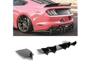 skkyoro Rear Bumper Diffuser for Ford Mustang GT W/Quad Exhaust Version 2018-2023 Glossy Black ABS Rear Spoiler Lip Only Fit with Quad Exhaust (for Quad Exhaust Version)