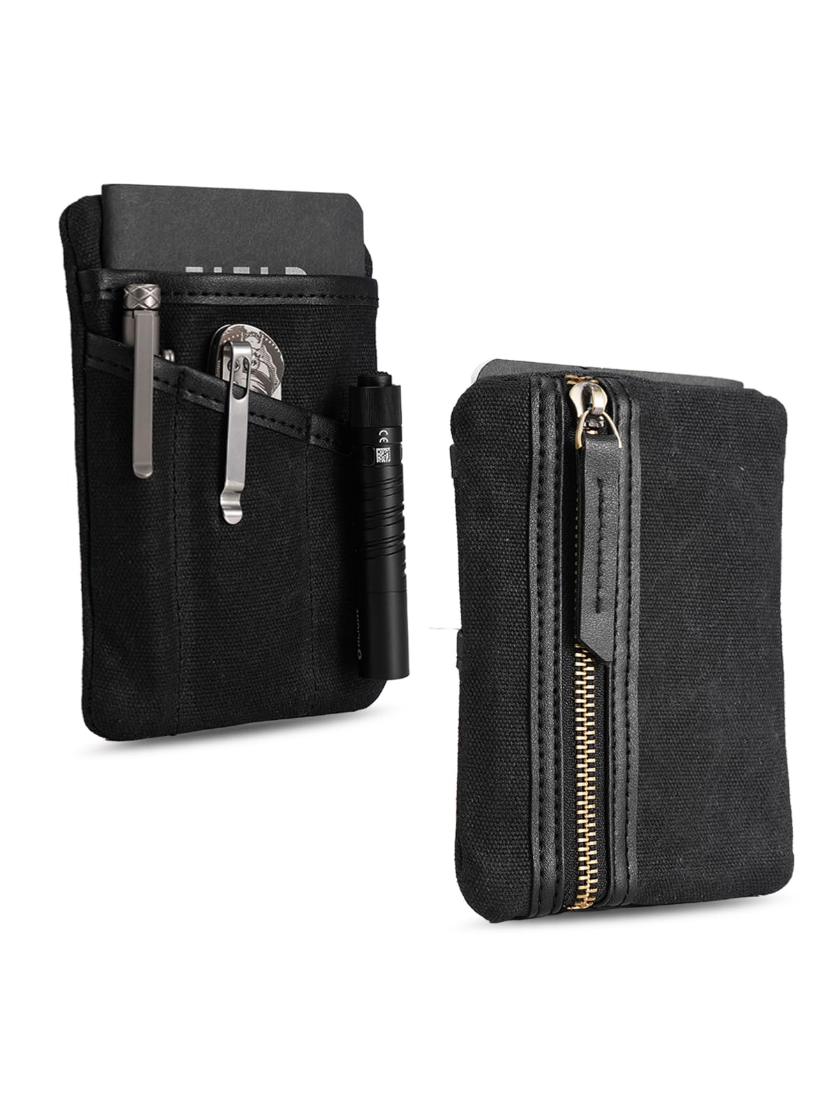 Sayram SP4 Small EDC Pouch Tool Organizer, Compact EDC Pocket Organizer, Waxed Canvas Mini Coin Purse for Men, EDC Pouch Organiser for Change, Notebook, Flashlight