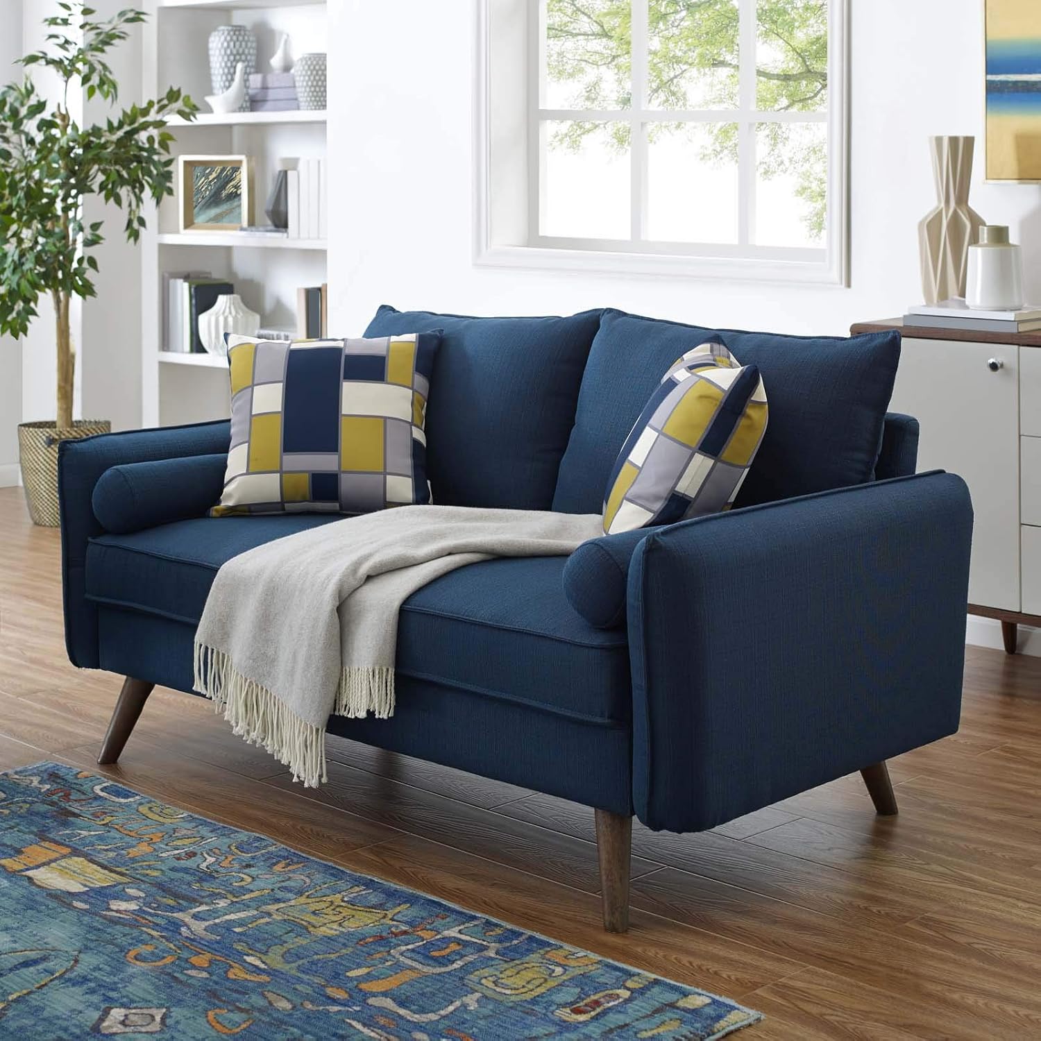 Best dark blue mid century couches