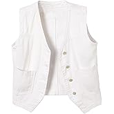 Ladyful Women's Sleeveless Denim Vest V Neck Button Down Jean Waistcoat Jacket