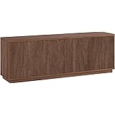 Henn&Hart Fluted TV Stand for TVs up to 75" with 2 Concealed Ribbed Storage Cabinets and Adjustable Shelves for Living Room, Family Room, or Office, Medium Walnut