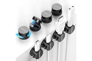 8 Pack Magnetic Cord Organizer [Locking Cable Rotatable] Cable Clips, Nearockle Upgraded Strong Magnetic Cord Holder, Adhesiv