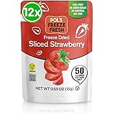Pol’s Freeze Fresh - 12 Pack Sliced Freeze-Dried Strawberries (0.53 Oz Each), No Sugar, Non-GMO, Kosher, Vegan, Gluten-Free, Single-Serve Packs