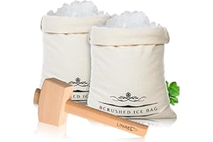 LINALL Lewis Ice Bag and Mallet for Crushed Ice, Canvas Bag & Wooden Mallet Bar Tools Bartender Kit, Ice Crushers for Home Use