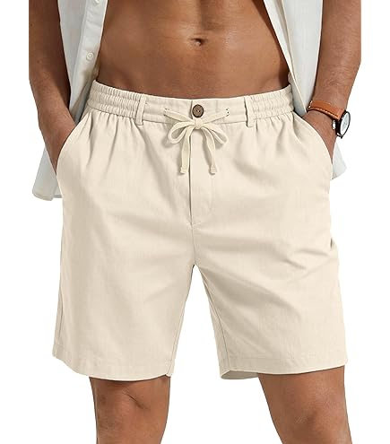 men long dress shorts Men's Linen Shorts, Relaxed Fit Under Knee Summer Pants Casual Cotton Walking Hiking for 7 Inch Black at Amazon Men's Clothing store single pleat Size:(IT)40 bold print Inspire Chic Women's Maternity