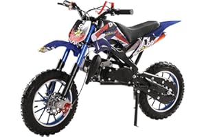 HOVTOIL 49cc 2-Stroke Kids Dirt Bike, Gas Power Motocross, Pocket Rocket Bike with Front Rear Disc Brakes, Off Road Mini Motorcycle, Pocket Motorbike, Racing Max Speed 40KM/H Blue