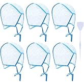 WILLBOND 6 Pcs Highlighting Cap for Hair with Hook Frosting Kit,Blue | Perforated Cap for Highlight and Bleach, Frosting Tool with Hook, Reusable for Salon Home Coloring Hairdressing