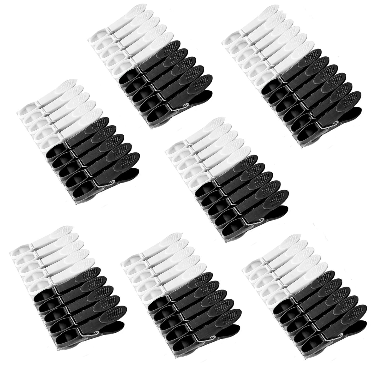 MUFEKUM 72 PCS Laundry Clothes Pegs for Washing Line, Long Lasting & Reusable Pegs, Strong Grip Clips Clothes, Jeans, Socks, Tea Towel and Photos, Black+white, (UK-JJ-YJ001)
