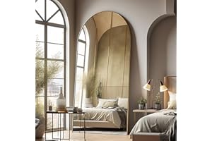 AyeWish Floor Mirror, Oversized Full Length Mirror, Arched Mirror, Large Standing Mirror, Tall Mirror, Wall Mounted, FreeStanding, Giant Mirror, 81"×41", Aluminum Frame - Gold