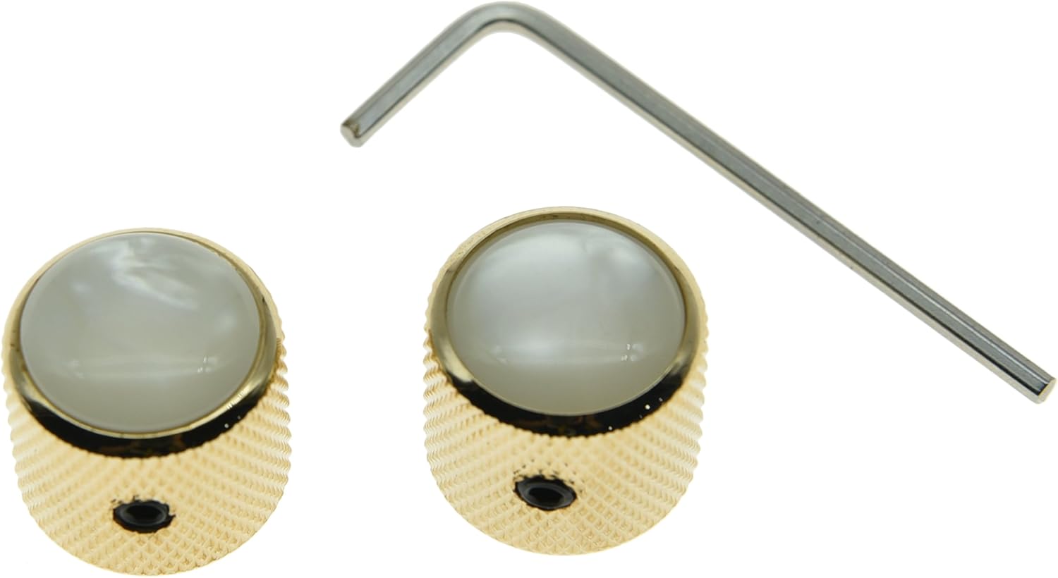 KAISH Set of 2 Gold with White Pearl Cap Guitar Knobs Pearl Top Dome Knobs Bass Knob with Set Screw for Tele/Telecaster
