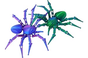 Nemoro 3D Printed Articulated Spider Models (Pack of 2) - Fully Assembled Spider Toys, Creative Desktop Ornaments(Blue Green)